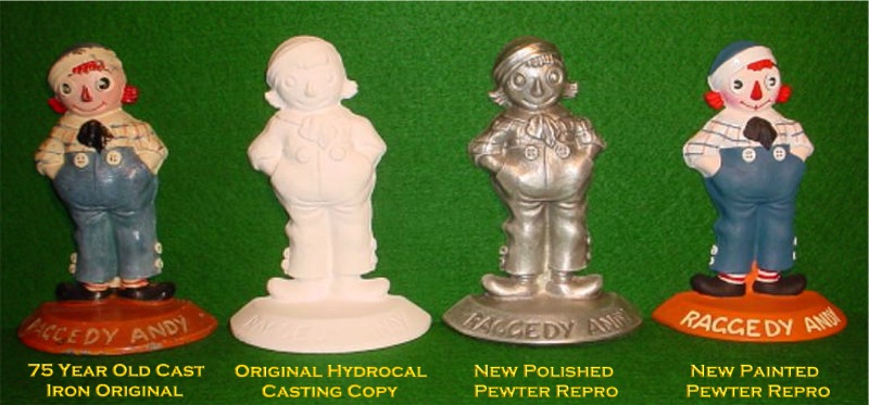 Raggedy Andy pewter casting stages of development
