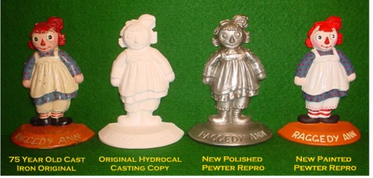 Raggedy Ann pewter casting stages of development