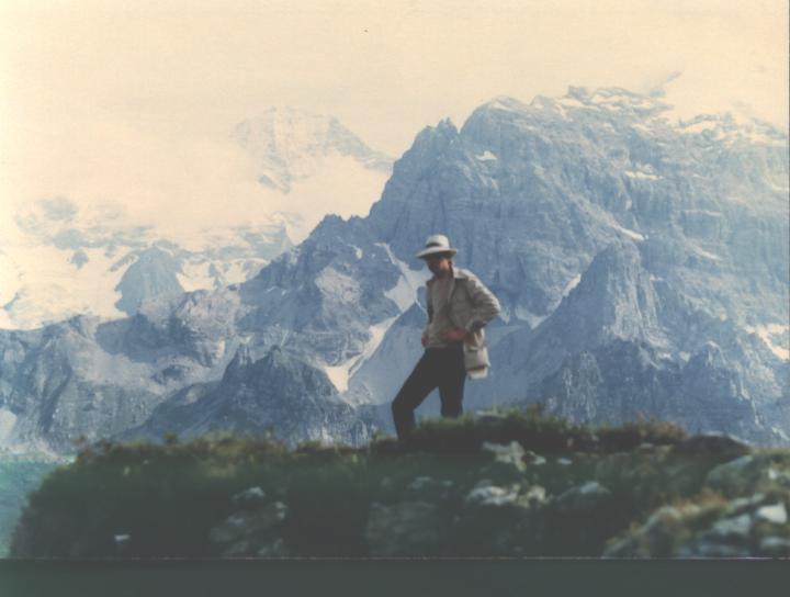 View of the snow covered Swiss Alps