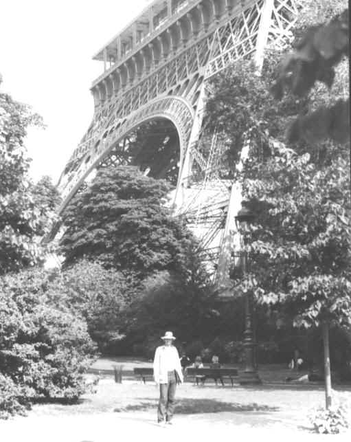 In a park at the base of the Eiffel Tower