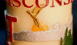 Closeup of Wisconsin Sesquicentennial Pillar Candle